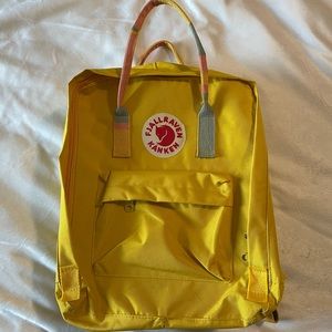 Yellow Fjallraven Kanken Backback w/Pastel Straps